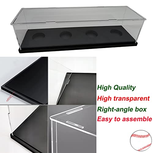 Baseball Display Case for 4 Pack in one,Baseball Holders for Balls Display,Acrylic Baseball Stand Storage ,Memorabilia Display Case for Tennis Ball,Lacrosse Ball,Bocce Ball - size: 13.3x3.3x3.3 inch