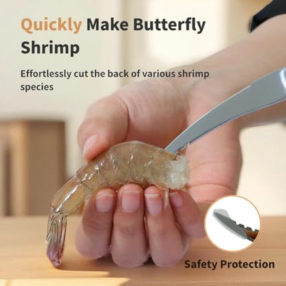 Shrimp Deveining tool Multi-Colored Shrimp Deveiner Tool Stainless Steel Shrimp Peeler and Deveiner Tool Seamless Shrimp Peeler for Easy Shrimp Deveining (Silver)