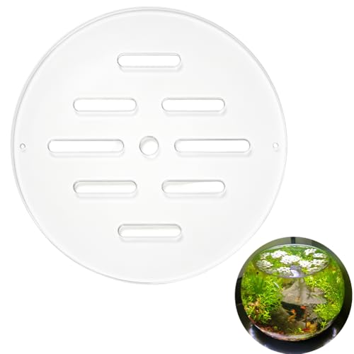 OLYCRAFT Acrylic Aquarium Anti-Jumping Lid Cover Clear Acrylic Plate Fishes Tank Cover with Hole 7.9 Inch Round Aquarium Protection Lid Aquariums Covers Lids to Prevent Fish for Turtles Shrimps Fish - size: 7.9 Inch