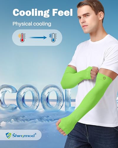 Arm Sleeves for Men Women UV Sun Protection Compression Arm Warmer Tattoo Cover Up, Sports Golf Cooling Sleeves - color: 1 Pair_shiny Green