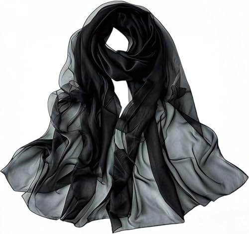 Chiffon Scarfs for Women Lightweight Scarf Shawl Fashion Scarves Sunscreen Shawls for Ladies - color: Black