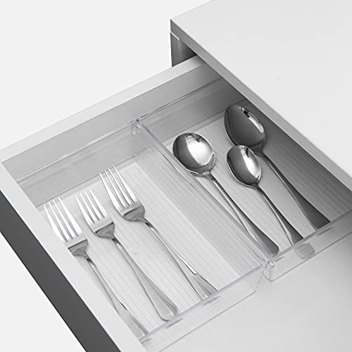 Clear Plastic Drawer Organizer Tray for Vanity Cabinet (9"×6"×2" Set of 4) For Office Bathroom Makeup Drawers - size: 9 in x 6 in x 2 in