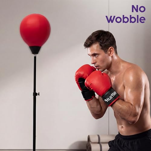 Hurtle Punching Bag with Stand for Adults and Teens, Adjustable Boxing Bag with Premium Gloves, Freestanding Reflex Bag Training Equipment for Home Workout Fitness and Stress Relief - size: 5 FT
