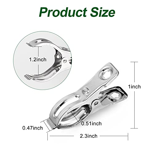 40 Pack Garden Clips for Greenhouse Netting, 2.3 Inch Metal Clamps | Stainless Steel Body and Spring, Strong Grip Fits 1/2, 3/4 and 1 Inch Poles, Securing Shade Cloth or Netting to Hoop Frames