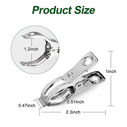40 Pack Garden Clips for Greenhouse Netting, 2.3 Inch Metal Clamps | Stainless Steel Body and Spring, Strong Grip Fits 1/2, 3/4 and 1 Inch Poles, Securing Shade Cloth or Netting to Hoop Frames