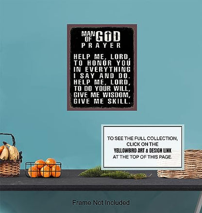 Christian Wall Art For Men LARGE 11x14 - Inspirational Bible Verse Print Sign - Religious Gifts for Him - Motivational poster - Scripture - Man cave, Office, Church Decor - Christianity Art Decoration - size: 11"L x 14"W, style: Unframed