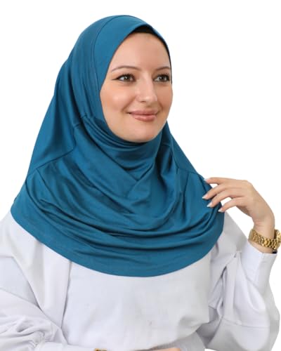 Prien Plain Ready To Wear Hijab for Women, Muslim Instant Turbans, Soft Jersey Scarf, Islamic Clothes, Long Hijabs, Abaya - color: Turquois