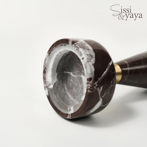 Sissi & yaya Marble Incense Burner with Brass Cover, 11 x 3.8 inches, Multi-Purpose Holder for Cones, Coils and Sticks (Dark Brown) - color: Dark Brown