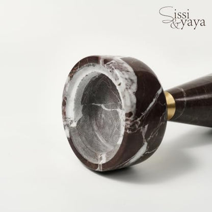 Sissi & yaya Marble Incense Burner with Brass Cover, 11 x 3.8 inches, Multi-Purpose Holder for Cones, Coils and Sticks (Dark Brown) - color: Dark Brown