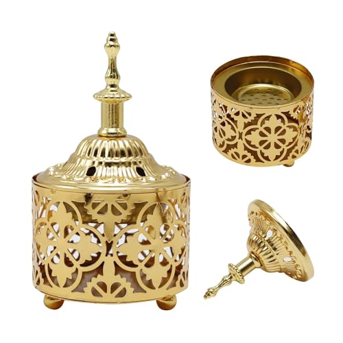 EATAKWARD Arabic Incense Burner Metal Vintage Incense Burner Aroma Lamp Incense Holder Iron Art Candlestick Decorative Candle Stand Home Scented Candle Stick for Home Tabletop Decoration