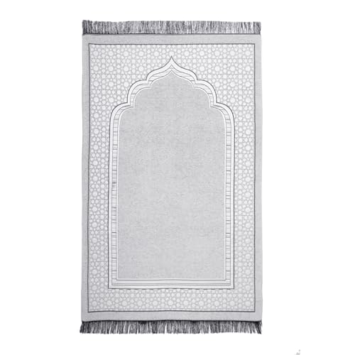 Islamic Prayer Rug Elegant Masjid Pattern Thin Mat Muslim Portable Blanket Ramadan Eid Gift Rug Turkish Prayer Carpet - Light Grey 1pc - color: 1pc Light Greyc