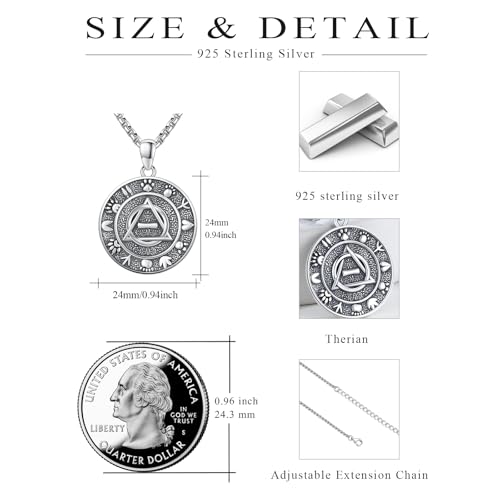 Coexist Necklace 925 Sterling Silver Yin Yang/Star of David Pendant World Religions Harmony Necklace Religion Jewelry Gift for Men - style: Therian Symbol