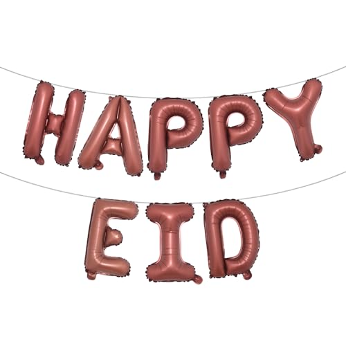 16 inch Multicolor Eid MUBARAK Foil Balloons Party Decoration Supplies RAMADAN MUBARAK Decoration Happy EID Balloons For Muslim EID Ballon (HAPPY EID Chocolate) - color: Happy Eid Chocolate