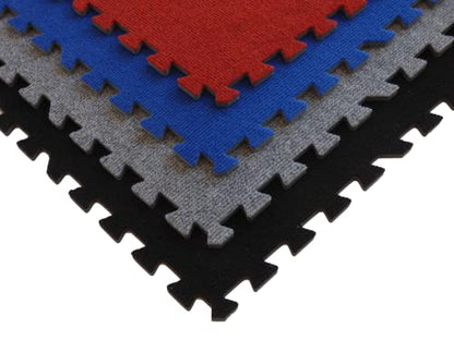 Black Foam Floor Carpet Tiles - 24" x 24" x 3/8", Safe for Kids, Great for Garage, Basement & Classrooms - color: Black