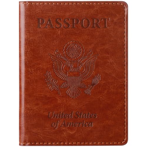 TIGARI Passport Holder for Travel Women Men, Valentines Day Gifts PU Leather Wallet Cover Case Sleeve, Waterproof Protected Document Organizer, Vacation Plane Cruise Travel Essentials - color: A-Brown, style: Classic(slim)
