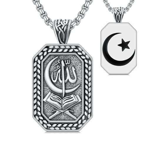 PELOVNY Allah Necklace for Men Women 925 Sterling Silver Islam Allah Pendant Chain Islamic Muslim Religious Jewelry Gifts - color: Allah-01