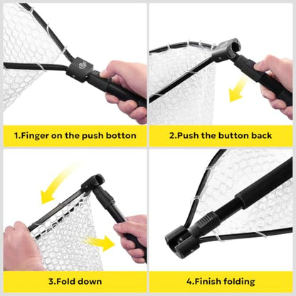 SF Fly Fishing Landing Net Soft Rubber Mesh Trout Net Catch and Release Net - style: Folding Landing Net