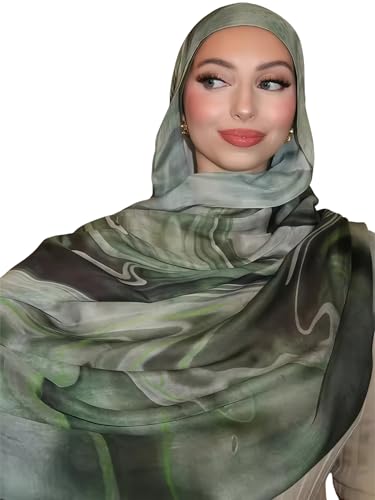 ZGMYC Watercolour Floral Printed Hijab Scarf for Women Soft Modal Cotton Instant Hijab Head Wraps Shawls Long Scarves - color: Color 8