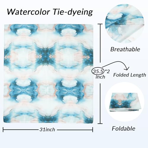 Printed Hijab for Women Printing Hijab Scarf for Women Muslim Islamic Prayer Clothes 1pc Muslim Women's Khimar - color: Teal Marble