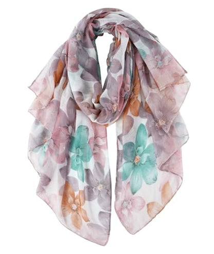 GERINLY Lightweight Scarves Fashion Print Cotton Feel Scarf for Women Shawl - color: Z-colourful