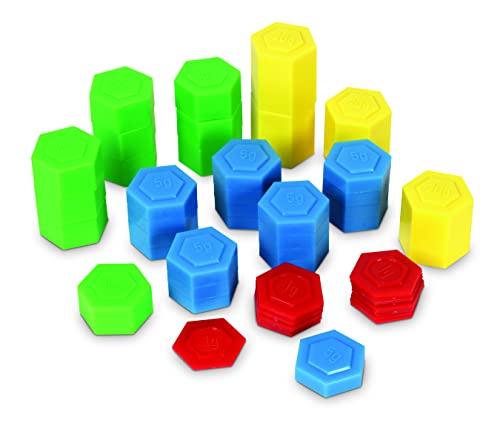 Learning Resources Hexagram Weights - Set of 54 Pieces, Ages 8+, Math Manipulatives for Kids, Teacher Supplies, Back to School, Classroom Must Haves