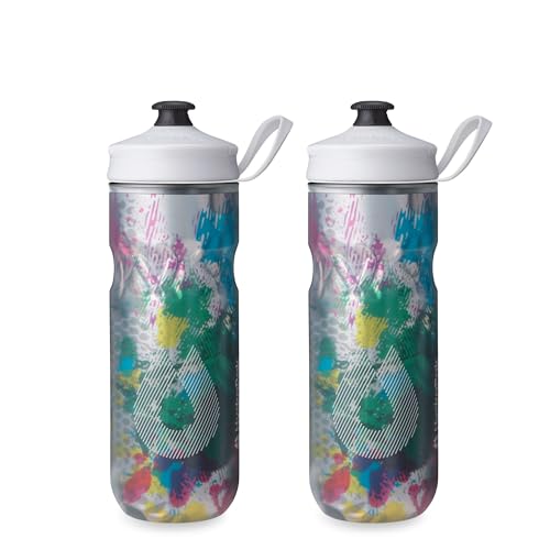 HydraPak | Polar Bottle - Polar Sport Insulated Water Bottle 2-Pack - BPA-Free, Sport & Bike Squeeze Bottle with Handle (Splash Multi, 600ml / 20oz) - color: Splash Multi, style: 20oz/600ml (2-Pack)