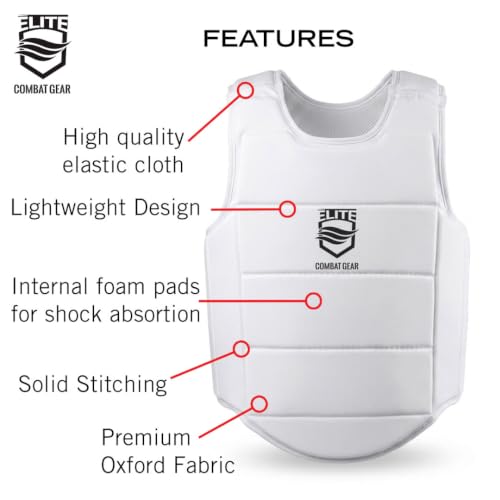 Karate Chest Guard for Kids & Adults. Martial Arts Body Protector. - size: Medium