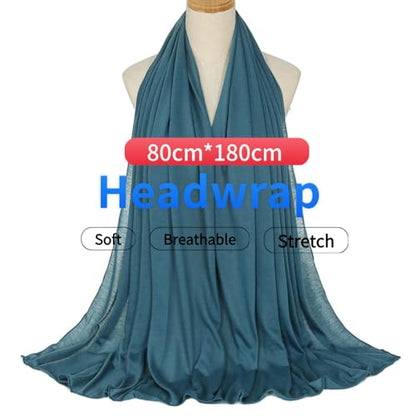 Harewom Head Wraps for Black Women Stretch Head Scarf Long African Hair Wraps Turban Headwraps Jersey Headbands - color: 1pcs -Dark Cyan