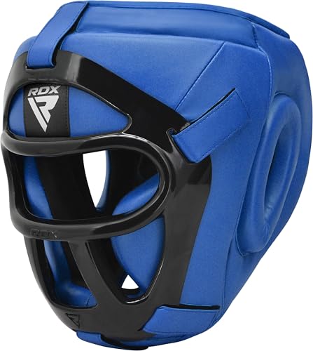 RDX Boxing Headgear MMA Muay Thai, Removable Face Grill, Head Gear for Sparring Grappling Martial Arts Kickboxing Taekwondo Karate BJJ Training - color: Blue, size: Small