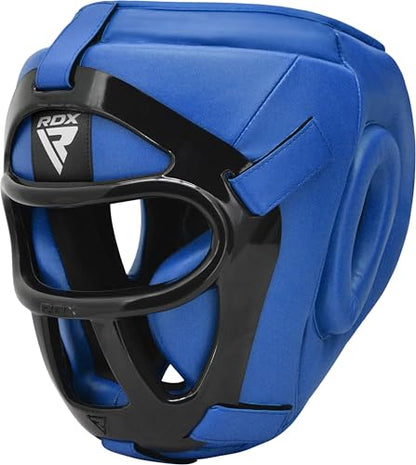 RDX Boxing Headgear MMA Muay Thai, Removable Face Grill, Head Gear for Sparring Grappling Martial Arts Kickboxing Taekwondo Karate BJJ Training - color: Blue, size: Medium