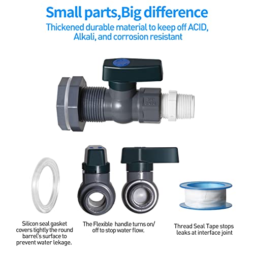 Suswillhit Rain Barrel Spigot Kit, Water Barrel Diverter, 2 Pack | with Bulkhead Fitting Hose Faucet Adapter, Thread Seal Tape for Water Tanks, Aquariums, Tubs, Pools, Garden Barrels - color: 2Pack