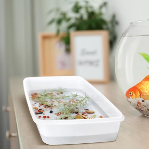 Suzile 10 Pcs Plastic Tub with Lids 14.17 x 9.45 x 4.33 Inch Commercial Tote Box Deep Restaurant Containers with Lids Fish Food Service Bus Tubs for Meat Storage Washing Dishes Art Supplies Toy(White) - color: white