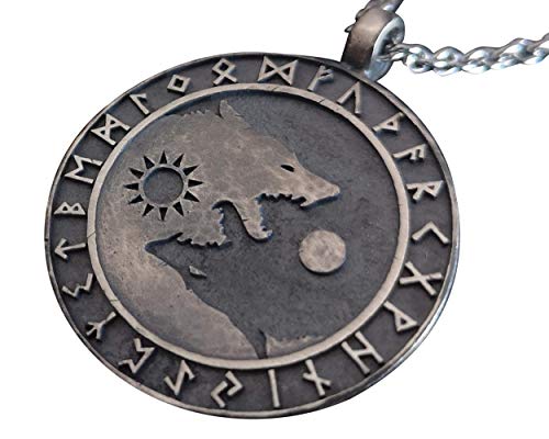 Baldur Jewelry Viking Wolf Yin Yang Necklace, Brass Norse Pendant - color: Viking Wolf Necklace - 925 Silver