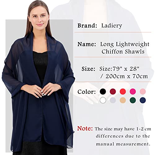 Ladiery Chiffon Shawl Wraps for Women Evening Dresses, Elegant Soft Sheer Shawls for formal dressy Bride Wedding - color: Navy Blue(1)