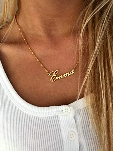 Custom Name Necklace with Heart Personalized 18K Gold Plated Name Necklace with Birthstone Customized Necklace Gift for Women