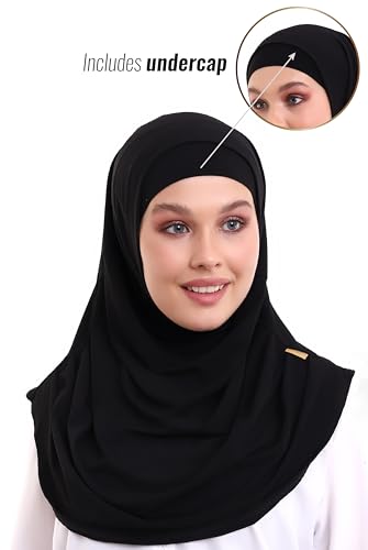 ihvan online, Hijab Scarves for Women, Ready to Wear, Lightweight and Comfortable Headscarf, Instant Turban, Jersey, Presewn - color: Black