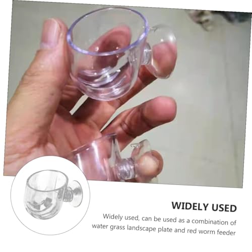NUOBESTY 2pcs Acrylic Fish Feeder Red Feeding Cup Aquarium Food Holder for Fish Tank Feeding Supplies with Suction Cup Suitable for Live Worms and Shrimp