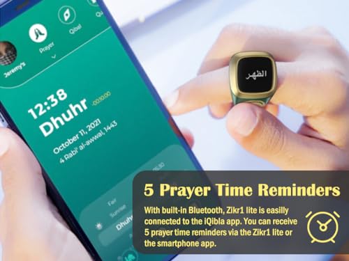 Anlising Smart Ring Counter, Smart Tasbih Zikr Ring, Muslim Islamic Prayer Smart Rings, Tasbih Counter Smart Ring, Tasbeeh Smart Counter, Digital Electronic Smart Tally Counter for Prayer(Green, 20MM)