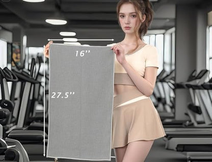 Microfiber Gym Towels 3 Pack, Quick-Drying Yoga Towels for Sport, Workout Equipment, Home and Gym, 16 Inches x 27.5 Inches - color: Grey