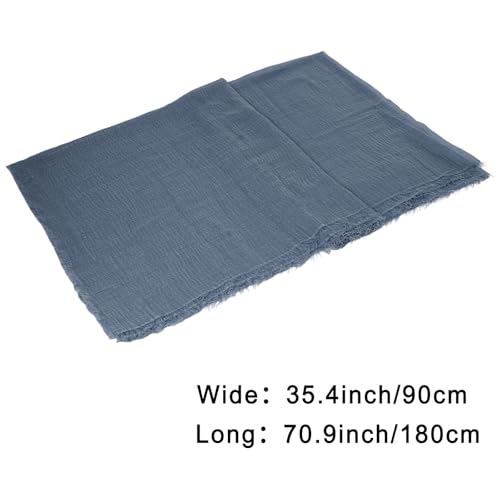 Nydotd Women Summer Cotton Linen Scarf Crinkle Long Beach Shawl Wrap hijab with Fringe - color: Dark Blue