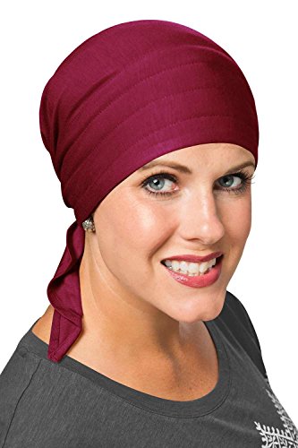 Cardani Instant Tie Headscarf - Padded Easy Tie Triangle Scarf in Luxury Viscose from Bamboo - color: Luxury Bamboo - Bordeaux