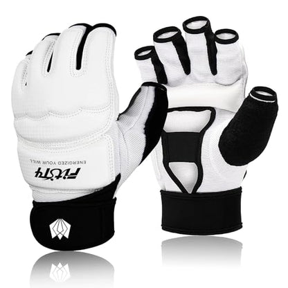 FitsT4 Sports Half Mitts MMA UFC Training Boxing Punch Bag Martial Arts Gloves - color: White, size: X-Small