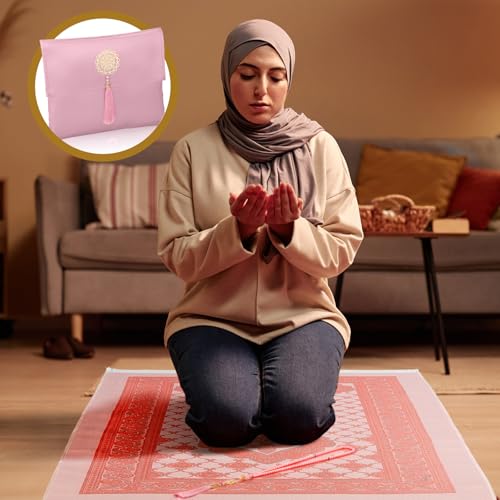 Breling 3 Pack Muslim Prayer Rug with Tasbih and Portable Bag Muslim Gift for Women Men Prayers Carpet Mat Mubarak Islamic Gifts Set for Eid al-Adha Hajj Ramadan Travel Pray