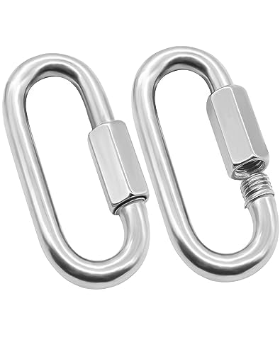 Anvin 2 Pack Large Quick Links M10 3/8 Inch Heavy Duty Carabiner Stainless Steel Chain Links Connector D Shape Locking Chain Hooks Repair Utility Screw Links for Camping Outdoor Equipment Hammocks - style: Oval, 3.5 Inch, 2 Pack