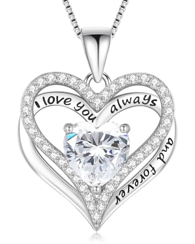 S925 Sterling Silver Necklace for Women, Wife Jewelry Rose Gold, Mom Birthday Valentines Mothers Day Gifts, Girlfriend Necklaces, Daughter Heart Jewel, Anniversary for Her - style: Sterling Silver 04 Apr
