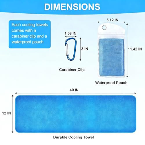 Cooling Towels Neck and Face,(40" x 12") Bulk Ice Towel,Soft Breathable Cooling Towels for Hot Weather,Athletes,Yoga,Gym,Workout,Sports,Camping,Microfiber Cold Towels - color: Dark Blue,gray,green,blue