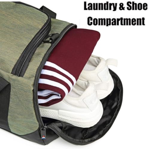 Gym Bag Backpack Waterproof Duffle Bags Travel Weekender Duffel Bag for Men Women Overnight Bag with Shoes Compartment Green - color: Green-A, size: Medium 45L