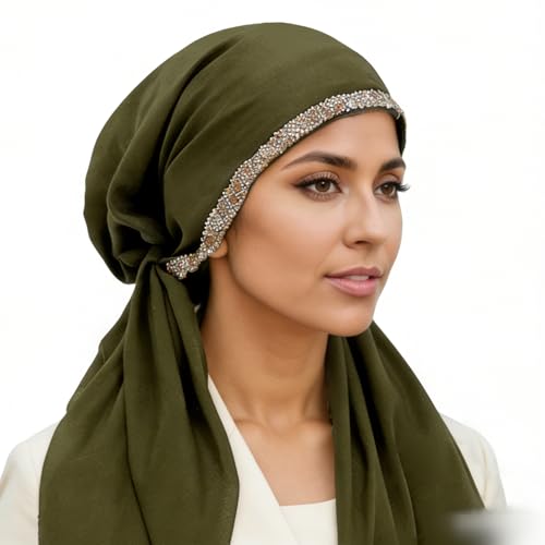 Instant Hijab for Women: Hijab Scarf, Hijabs for Women Muslim, Muslim Head Scarf, Easy Slip on - color: Army Green