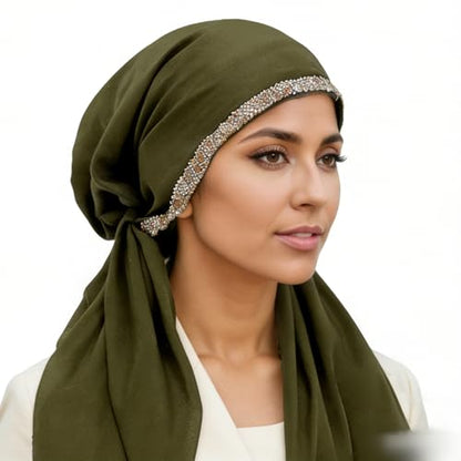 Instant Hijab for Women: Hijab Scarf, Hijabs for Women Muslim, Muslim Head Scarf, Easy Slip on - color: Army Green