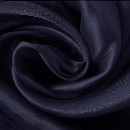 vimate 35" Square Silk Like Head Scarf - Women's Fashion Satin Scarf Bandana for Hair Wrapping at Night. - color: J1#. 2 Pack--black & Navy